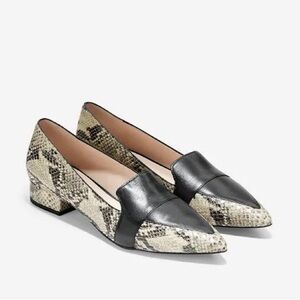 Cole Haan Marlee Block Heel Skimmer Loafers | Snake Embossed | 9.5